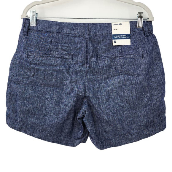 NWT New Old Navy Everyday Linen Cotton Blend Blue 5" Shorts Size 6 - Picture 4 of 9
